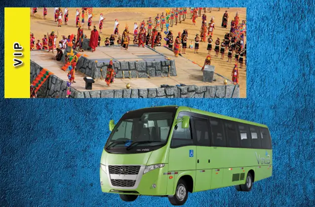 Inti Raymi 2026 Ticket. Orangefarbener Abschnitt + Tourbus